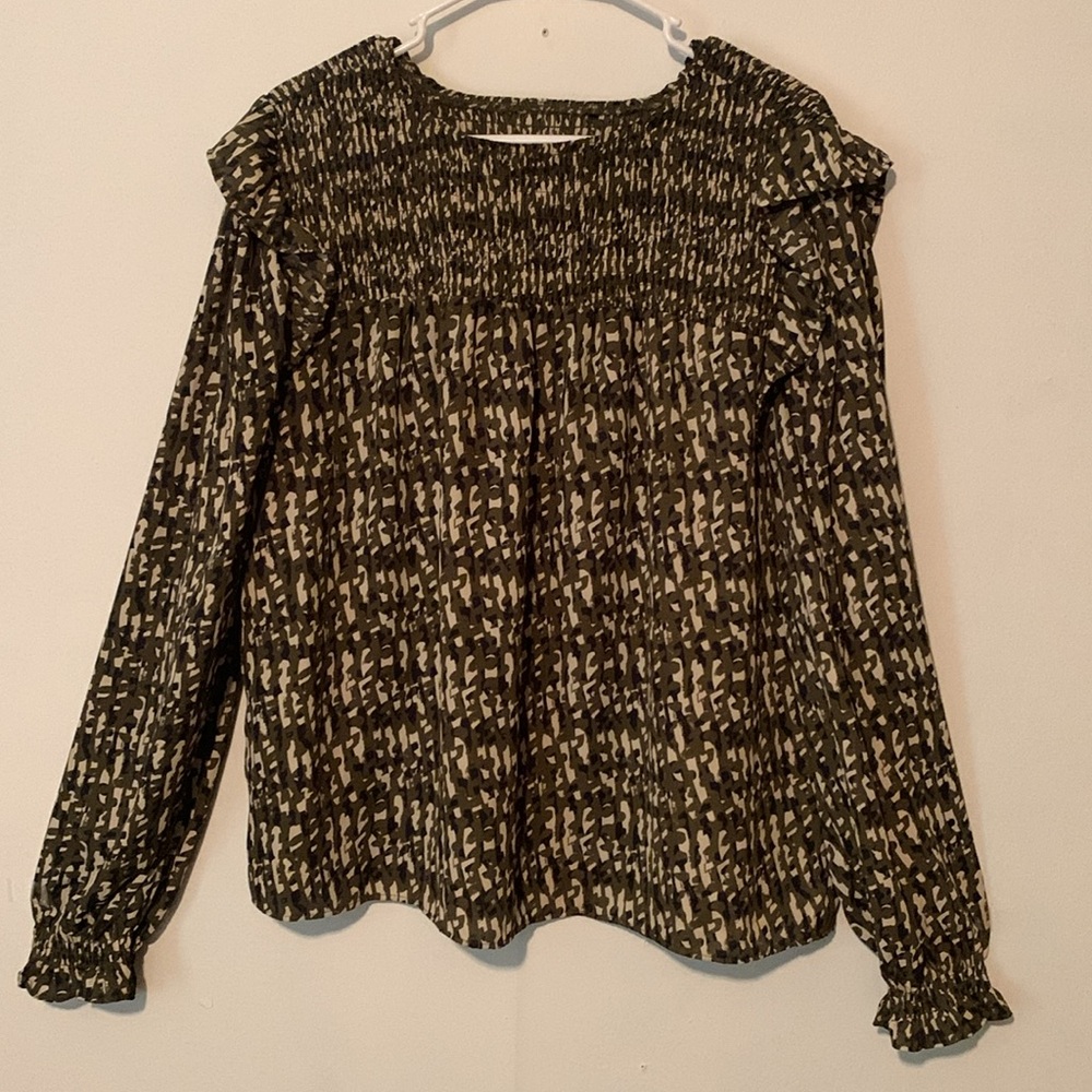 Smocked Long Sleeve Blouse
